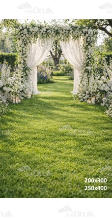 Tło fotograficzne „Ślubna altana w ogrodzie – romantyczna biel” | 4121